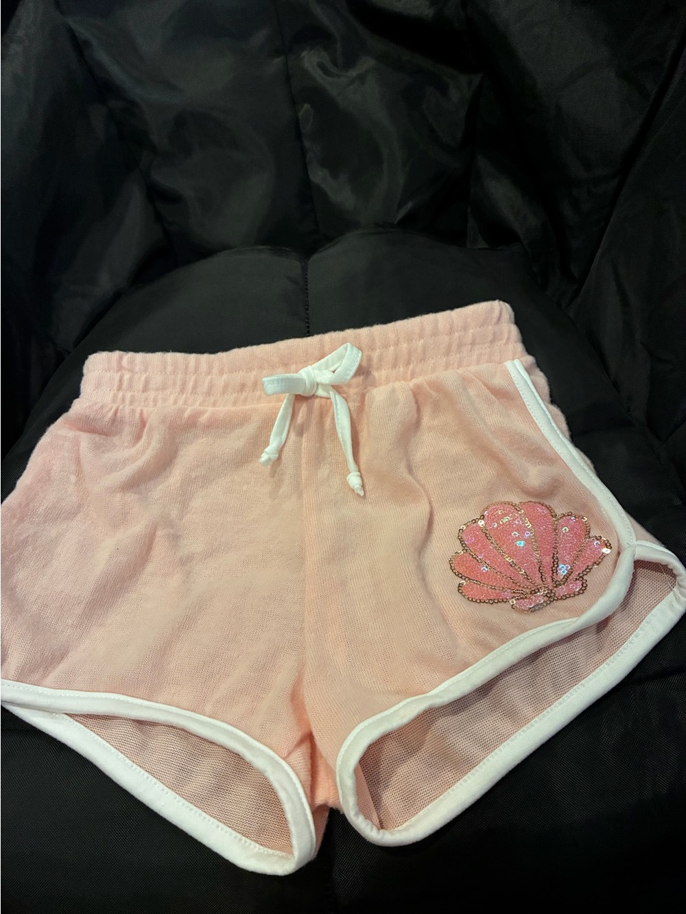 btween Pink Shell Sequin Trim Girls Shorts